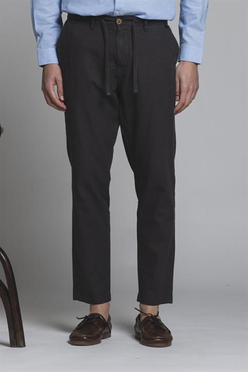 CHINO LONG COMF.MIXED LINEN G/D BLACK