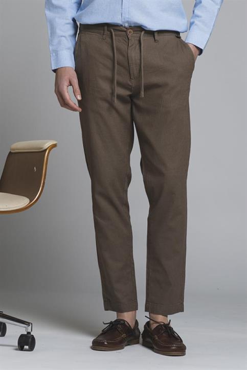 CHINO LONG COMF.MIXED LINEN G/D MUD