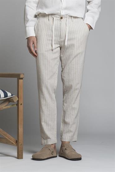 CHINO LONG COMF.MIXED LINEN Y/D DESERT STRIPE