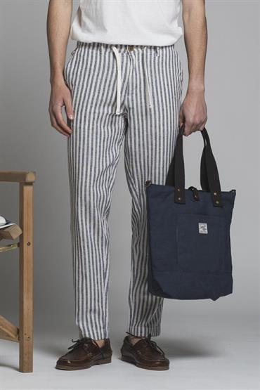 CHINO LONG COMF.MIXED LINEN Y/D NAVY STRIPE