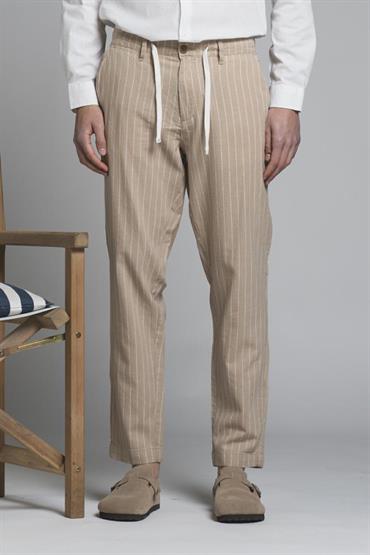 CHINO LONG COMF.MIXED LINEN Y/D DESERT STRIPE