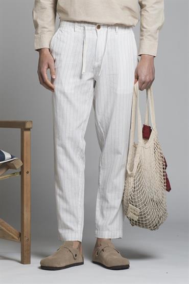 CHINO LONG COMF.MIXED LINEN Y/D WHITE STRIPE