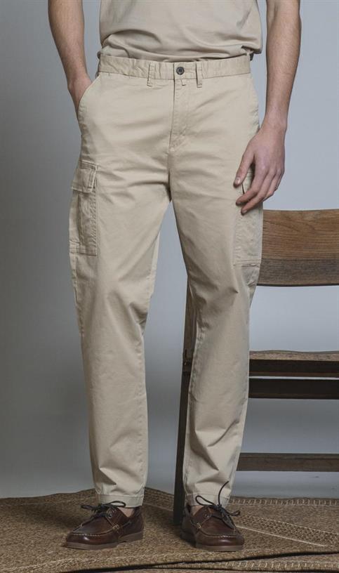 CARGO LONG SLIM TWILL STRETCH F/D DESERT