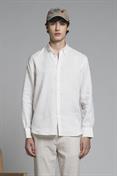 BUTTON DOWN L/S 100% LINEN F/D WHITE