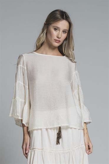 BLOUSE L/S MIXED VISCOSE G/D MILK