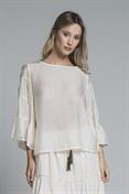 BLOUSE L/S MIXED VISCOSE G/D MILK