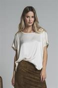 BLOUSE S/S SATIN VISCOSE STRETCH G/D MILK