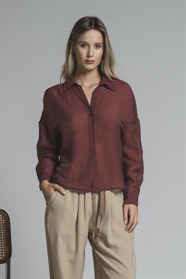 SHIRT L/S MIXED VISCOSE G/D WINE