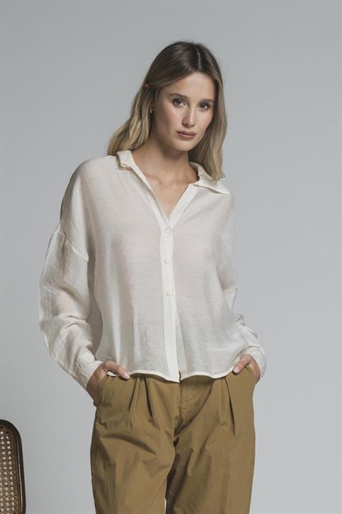 SHIRT L/S MIXED VISCOSE G/D MILK