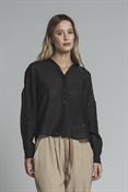 SHIRT L/S MIXED VISCOSE G/D BLACK
