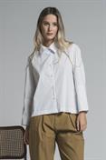 SHIRT L/S CROP POPELINE WHITE