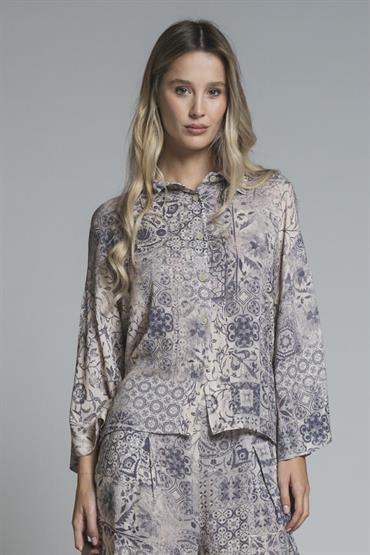 SHIRT L/S CRINKLE VISCOSE MULTICOLOR
