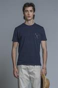 TSHIRT PKT EMBRO.S/S JERSEY SOLID F/D C.FINISH NAVY