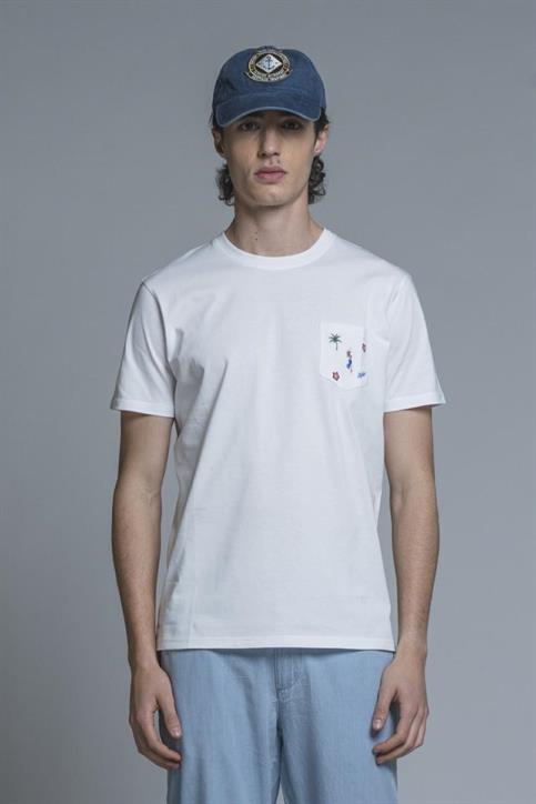 TSHIRT PKT EMBRO.S/S JERSEY SOLID F/D C.FINISH WHITE