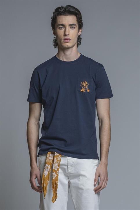 TSHIRT PKT EMBRO.S/S JERSEY SOLID F/D C.FINISH NAVY