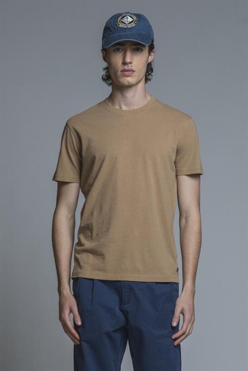 TSHIRT S/S COTTON/LINEN SOFT WASH COOKIE