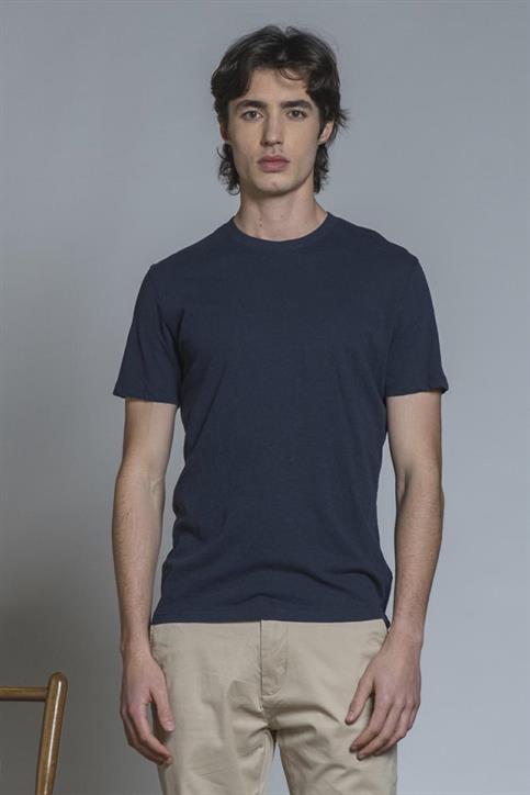 TSHIRT S/S COTTON/LINEN SOFT WASH NAVY