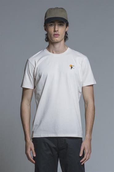 T-SHIRT EMBRO.S/S JERSEY SOLID F/D C.FINISH OFF WHITE