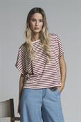 TSHIRT S/S BOXY JERSEY Y/D BORDEAUX STRIPE