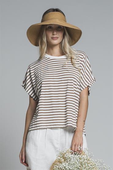 TSHIRT S/S BOXY JERSEY Y/D TOBACCO STRIPE