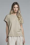 TSHIRT S/S CROP JERSEY ACID WASH TAUPE