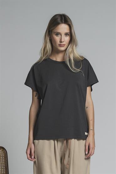 TSHIRT S/S CROP JERSEY ACID WASH BLACK