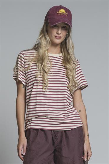 TSHIRT S/S JERSEY Y/D BORDEAUX STRIPE