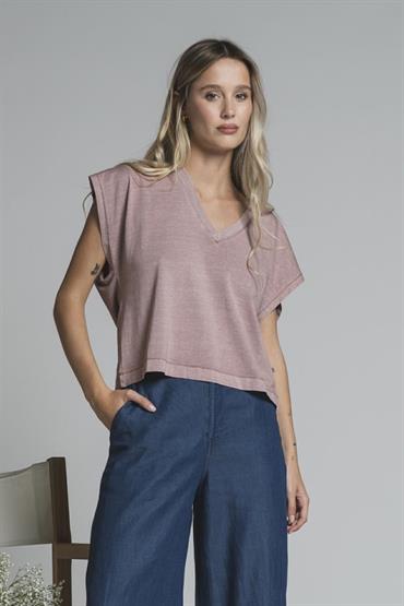 TSHIRT S/S V NECK JERSEY ACID WASH ONION