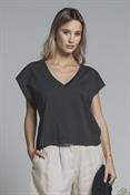 TSHIRT S/S V NECK JERSEY ACID WASH BLACK