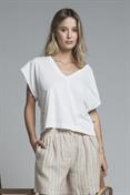 TSHIRT S/S V NECK JERSEY ACID WASH WHITE