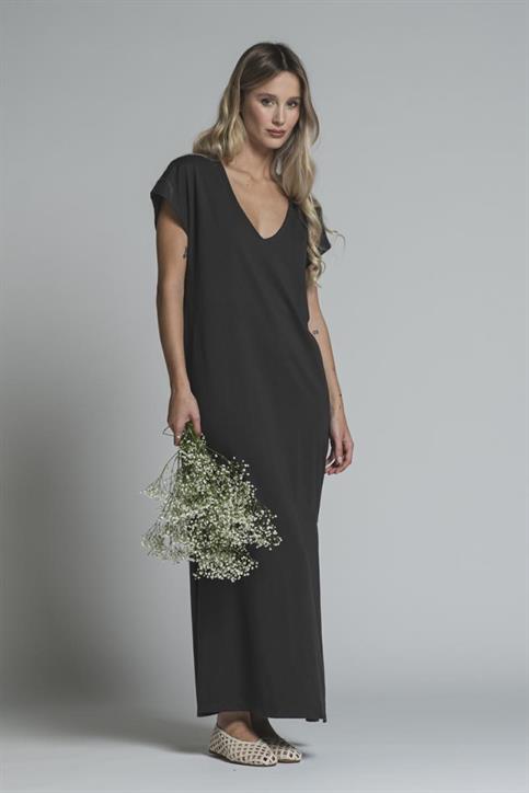 DRESS V NECK JERSEY ACID WASH BLACK