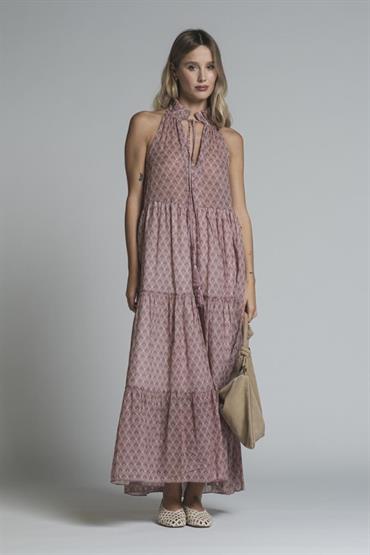 DRESS V NECK MUSSOLA ALLOVER PRINT MULTICOLOR