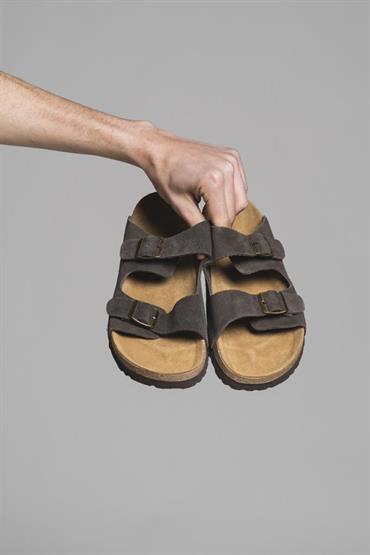 SLIPPER 2 STRAPS SUEDE BROWN