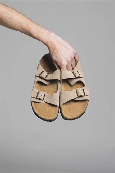 SLIPPER 2 STRAPS SUEDE BEIGE