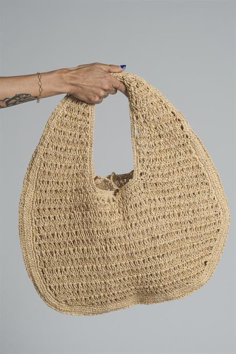 SHOULDER BAG RAFFIA SAND