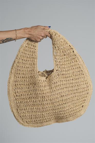 SHOULDER BAG RAFFIA SAND