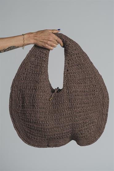 SHOULDER BAG RAFFIA CHOCOLATE