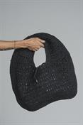 SHOULDER BAG RAFFIA BLACK