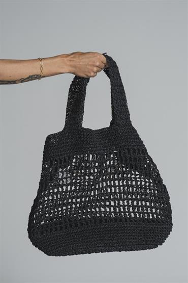 SHOPPING BAG RAFFIA BLACK