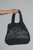 SHOPPING BAG RAFFIA BLACK
