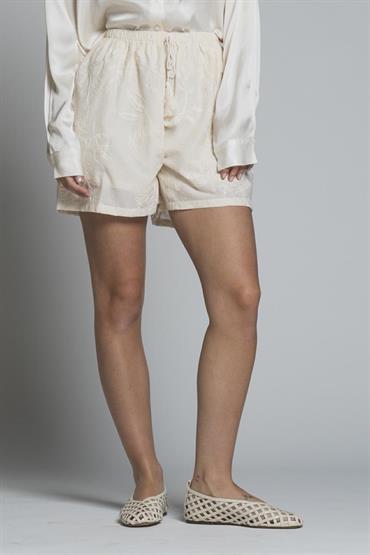 SHORT PANTS EMBROIDERY 100% COTTON IVORY