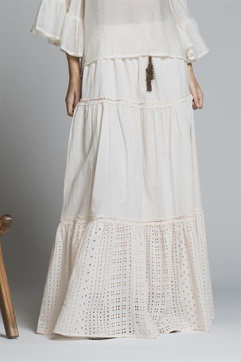 SKIRT LONG 100% COTTON IVORY