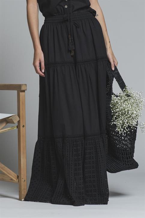 SKIRT LONG 100% COTTON BLACK