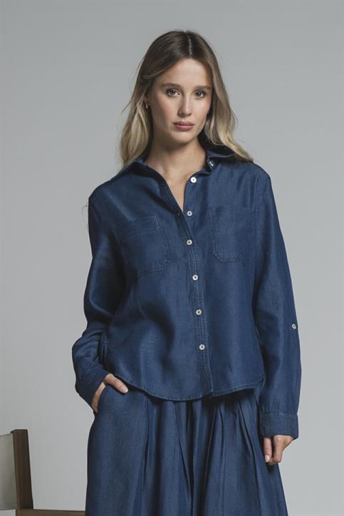 SHIRT L/S CHAMBRAY MID.BLUE