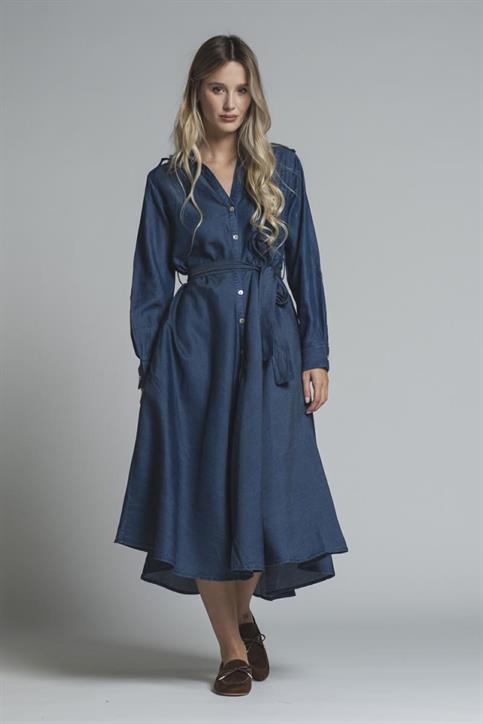 DRESS SHIRT BELT CHAMBRAY MID BLUE
