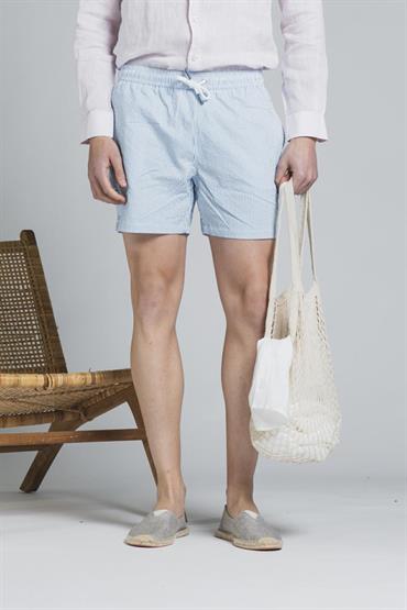 SWIMMING TRUNKS SEERSUCKER ALLOVER PRN SKY STRIPE