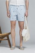 SWIMMING TRUNKS SEERSUCKER EMBROIDERY SKY STRIPE