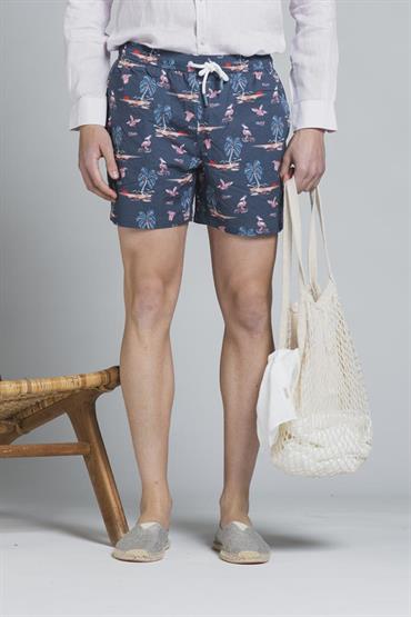 SWIMMING TRUNKS SEERSUCKER ALLOVER PRN NAVY