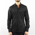 FRENCH COLLAR POPELINE STRETCH HEAVY WASH BLACK