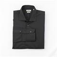 FRENCH COLLAR POPELINE STRETCH HEAVY WASH BLACK